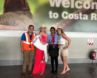 The lady who forgot her bridesmaid's dress together with the crew from Southwest Airlines